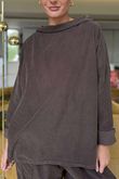 Made in Italy Cooper Needlecord Boat Cowl Neck Top Chocolate